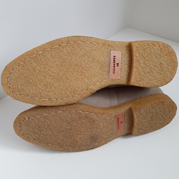 NWOB, All Saints Rhett suede Chelsea boots, size 40/US 7, sand gray - Picture 7 of 11